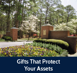 Rollover image of entrance. Link to Gifts That Protect Your Assets.