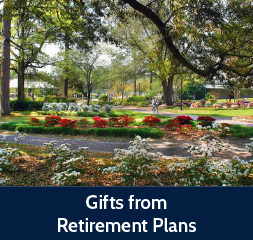 Rollover image of walkway on campus. Link to Gifts of Retirement Plans.
