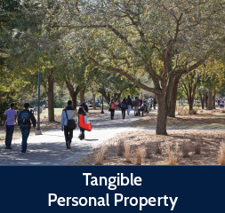 Rollover image of students walking on campus. Link to Tangible Personal Property.
