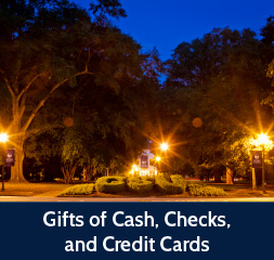 Rollover image of Sweetheart Circle in the evening. Link to Gifts of Cash, Check, and Credit Cards.